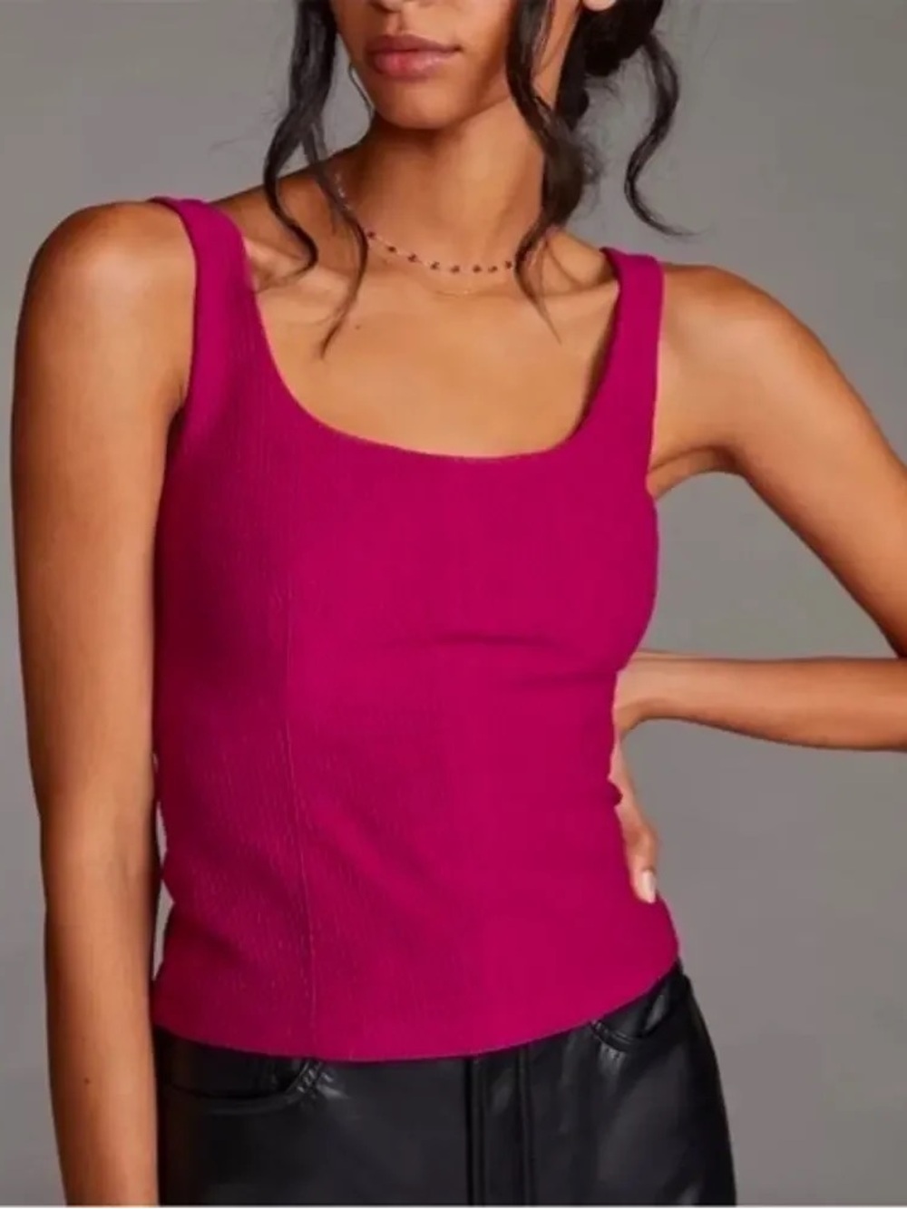 Maeve by Anthropologie Tie-Back Tank Top Pink 1X NWT